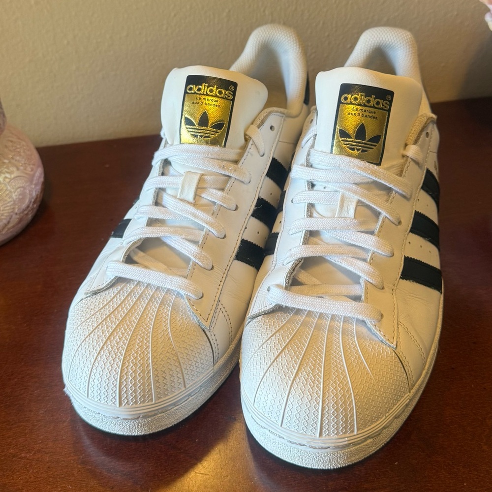 Adidas Superstar White with Black Stripes Men's Sneakers - Picture 11 of 12